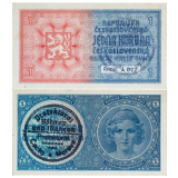1 koruna bez data (1938 / ruční přetisk 1940)