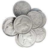 Soubor 10 ks stříbrných mincí 5 Lati 1929 - 1932