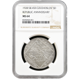 Stříbrná medaile - Jsem ražen z českého kovu 1928 - NGC MS 64