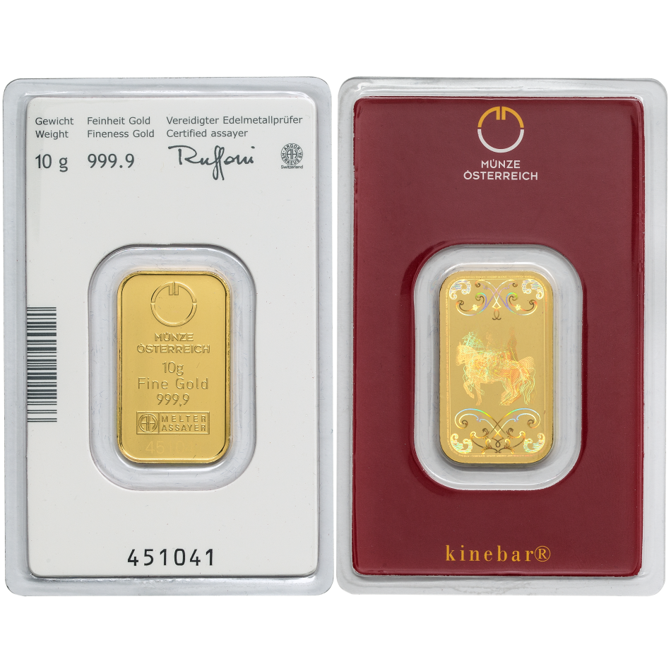 Investiční zlatý slitek 10 g - Münze Österreich, Rakousko