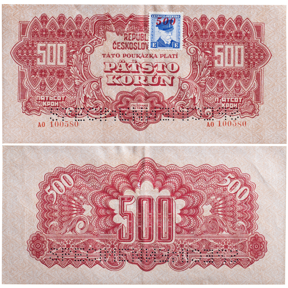 Bankovka 500 korun 1944 - kolek 1945
