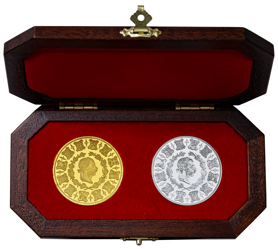Zlatá a stříbrná medaile - Střelby Vídeň -  4 dukát a 2 zlatník 1873 / 2020