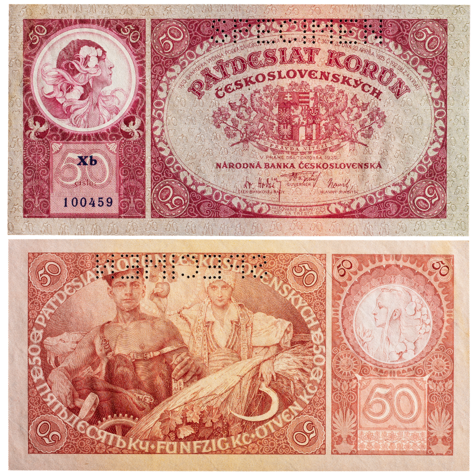Československá bankovka 50 korun 1929