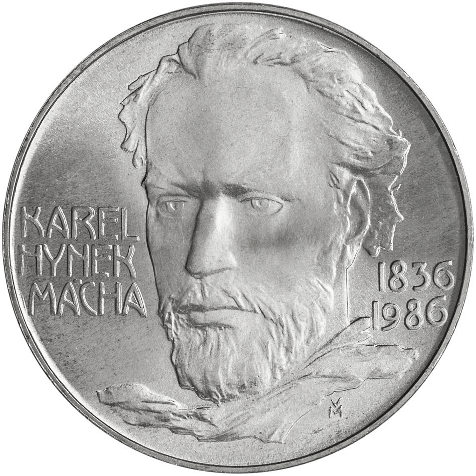 Pamětní stříbrná mince 100 Kčs Stopadesáté výročí úmrtí Karla Hynka Máchy 1986