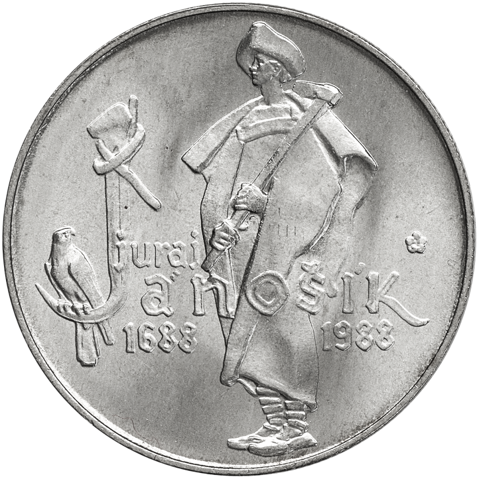 Pamětní stříbrná mince 50 Kčs Třísté výročí narození Juraja Jánošíka 1988