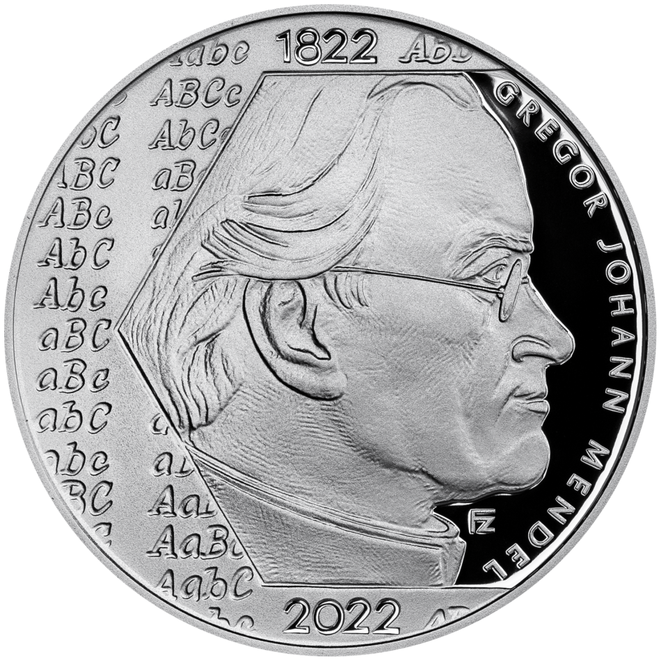 Pamětní stříbrná mince 200 Kč Gregor Mendel 2022 Proof
