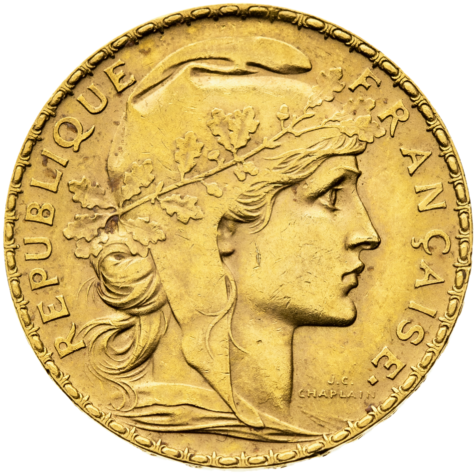 Zlatá mince 20 Frank 1913