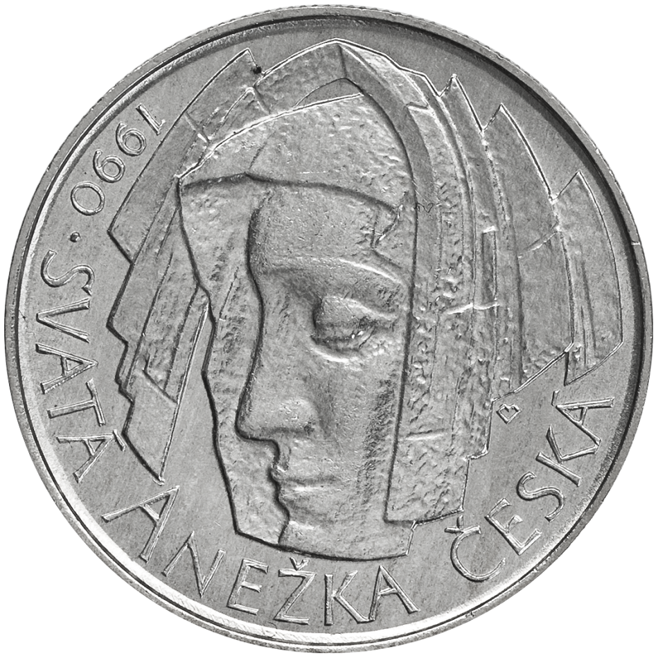 Pamětní stříbrná mince 50 Kčs Anežka Česká 1990
