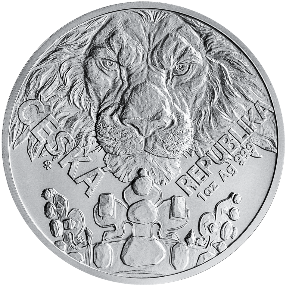 Stříbrná investiční mince Český lev 2023