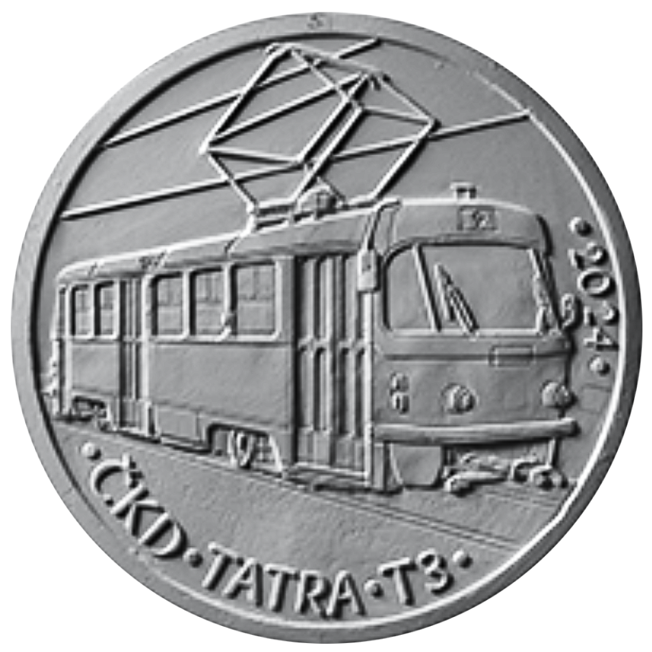 Pamětní stříbrná mince 500 Kč - Tramvaj ČKD Tatra T3 2024