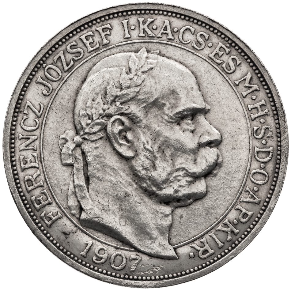 Stříbrná mince 5 Korun 1907 KB - Korunovační