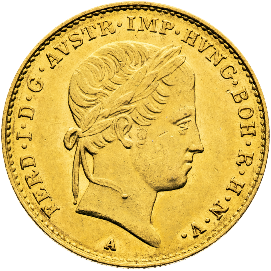 Zlatá mince dukát Ferdinand V. 1848 A