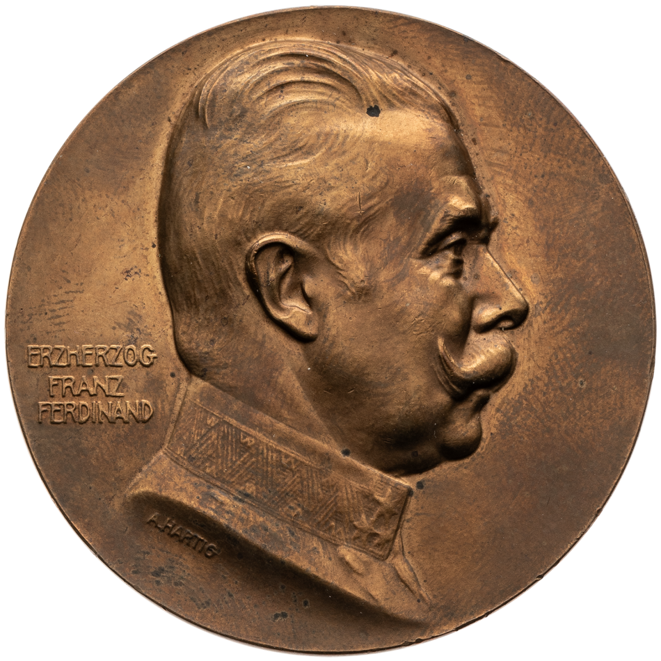 Arcivévoda František Ferdinand, 1863 - 1914, bronzová medaile na sarajevský atentát 28.6.1914