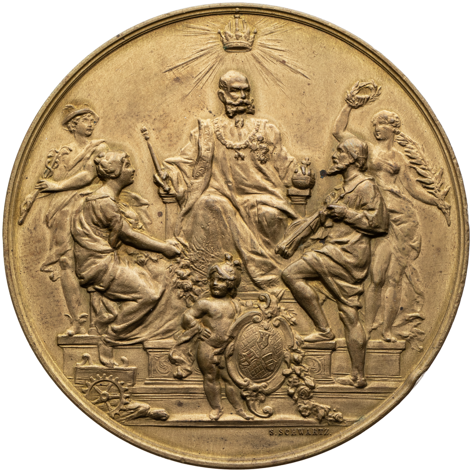 Mosazná medaile - Jubilejní průmyslová výstava ve Vídni 1888