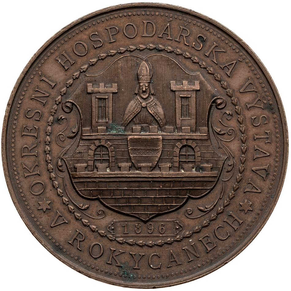 Měděná medaile za vlády Františka Josefa I. - Okresní hospodářská výstava v Rokycanech 1896