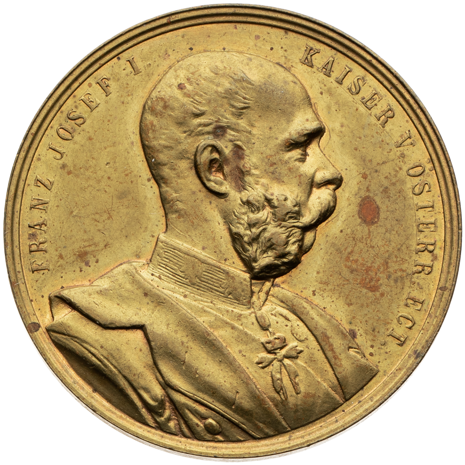 Mosazná medaile Františka Josefa I. - Výstava lesnictví ve Vídni 1890