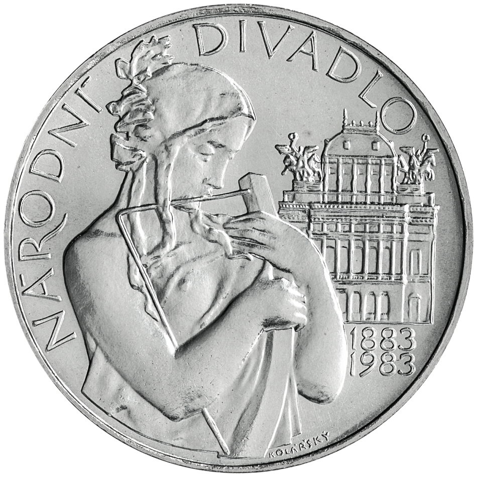 Pamětní stříbrná mince 500 Kčs  100. výročí otevření Národního divadla 1983