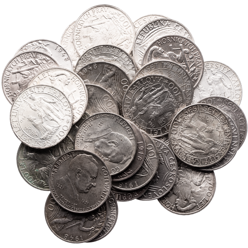 Soubor 30 ks stříbrných 100 Kčs (1948–1951)