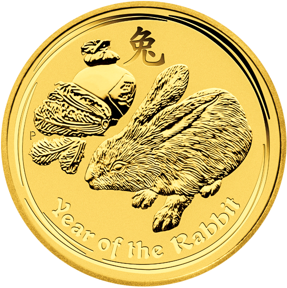 Investiční zlatá mince Austrálie Lunar II – Year of the Rabbit (Rok Králíka) 1 Oz 2011