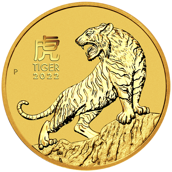 Investiční zlatá mince Austrálie Lunar III – Year of the Tiger (Rok Tygra) 1/4 Oz 2022