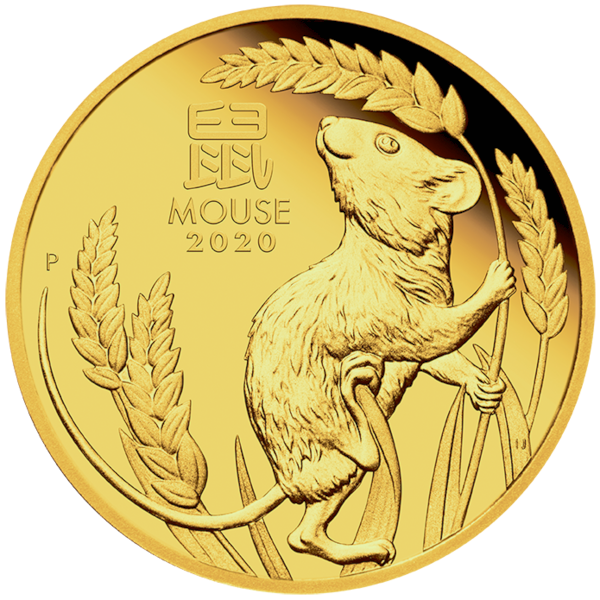 Investiční zlatá mince Austrálie Lunar III – Year of the Mouse (Rok Myši) 1/4 Oz 2020