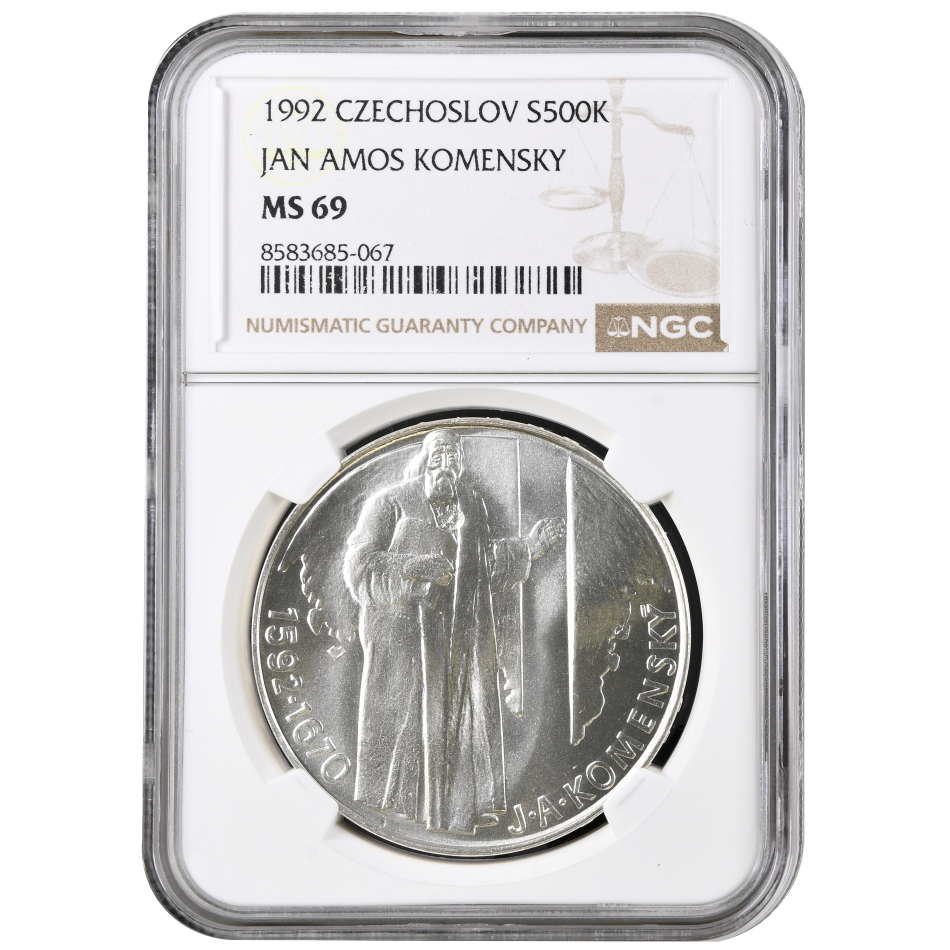 500 Kčs Pětisté výročí narození Jana Amose Komenského 1992 NGC MS 69