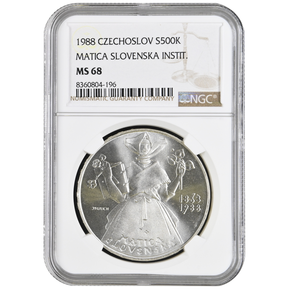500 Kčs Stodvacátépáté výročí Založení Matice Slovenské 1988 NGC MS 68
