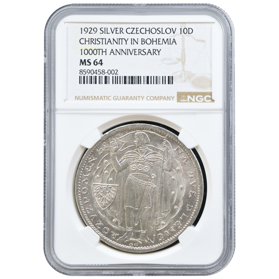 Stříbrná medaile - Milénium sv. Václava 929 - 1929 (velká) NGC MS 64