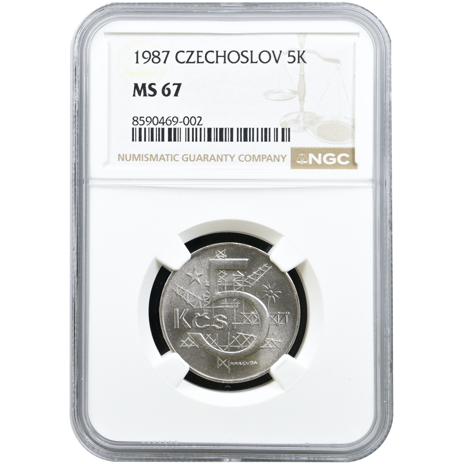Mince 5 korun 1987 NGC MS 67