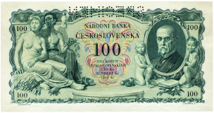 Československá bankovka 100 korun 1931 perforovaná