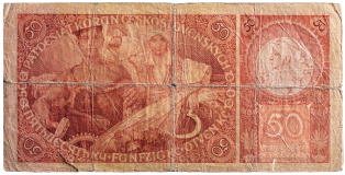 Bankovka 50 korun 1929 - série Y - neperforovaná -