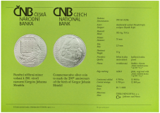 Pamětní stříbrná mince 200 Kč Gregor Mendel 2022 Certifikat