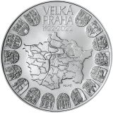 Stříbrná mince 10000 Kč 2022 Založení Velké Prahy matovaná varianta