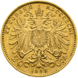 Zlatá mince 20 korun 1893