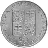 Pamětní stříbrná mince 50 Kčs Anežka Česká 1990