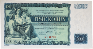 Československá bankovka 1000 korun 1934 - perforovaná -