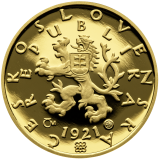 Zlatá medaile, replika mince 50 haléřů 1921 proof