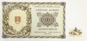 Bankovka 5.000 korún 1944, perforovaná, serie 6Ni
