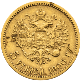 Zlatá mince 5 Rubl 1900