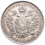 Stříbrná mince 10 krejcar 1853 A – František Josef I.