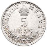  Stříbrná mince 5 krejcar 1859 M – František Josef I.