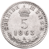 Stříbrná mince 5 krejcar 1863 A – František Josef I.