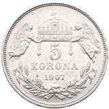 Stříbrná mince 5 Korun 1907 KB – František Josef I.