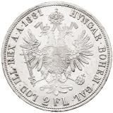 Stříbrná mince 2 Zlatník 1881 – František Josef I., Vídeň