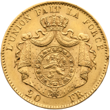 Zlatá mince 20 Frank 1867 Leopold II.