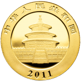 Zlatá investiční mince Čínská Panda 1/10 Oz 2011 – 50 Yuan