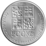 Pamětní stříbrná mince 500 Kčs 500. výročí narození Jana Amose Komenského 1992